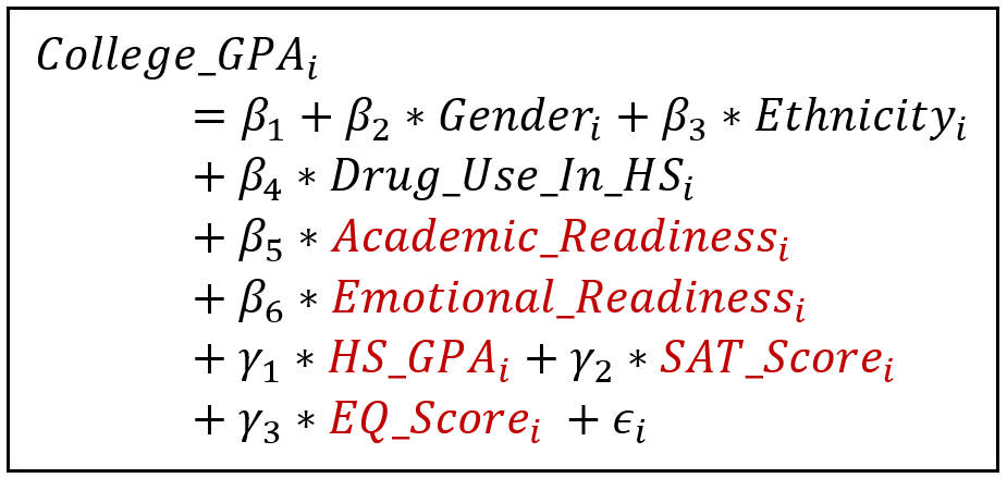 An over-specified model for estimating college GPA