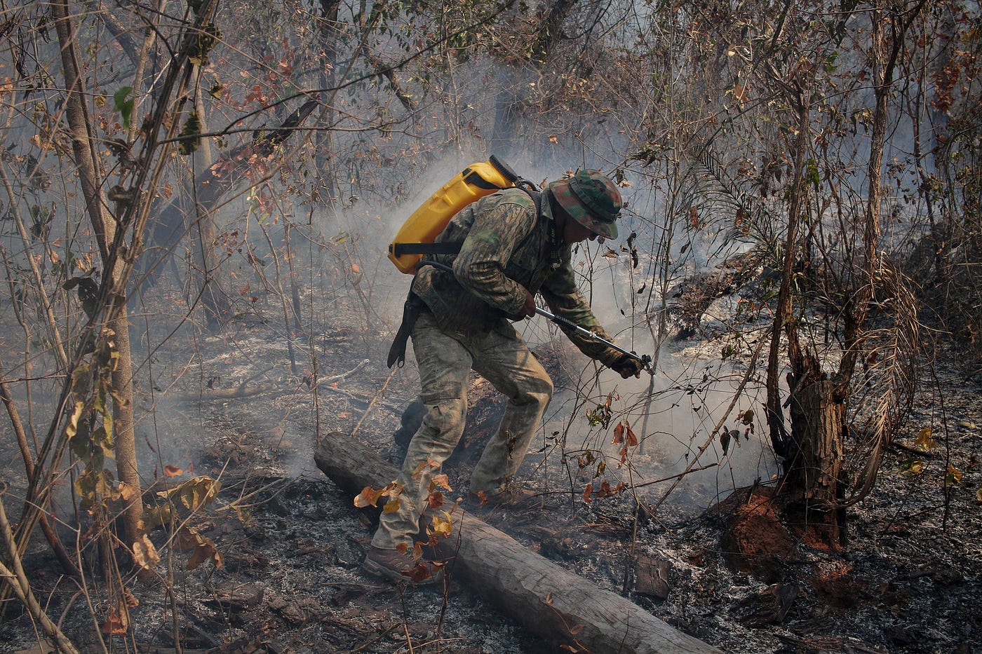 Ranger puts out the fire in one of the areas of Quitununquiña, Bolivia. Photo: Carlos Sánchez