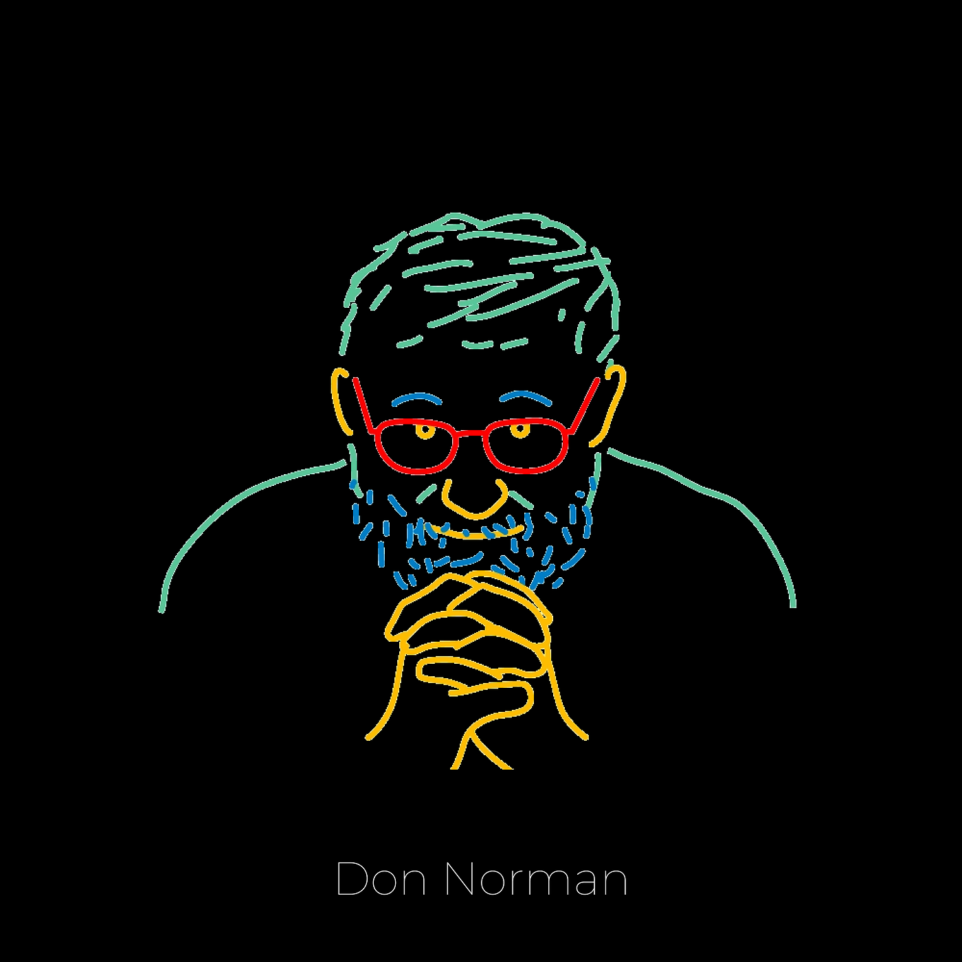Neon line sketch of Don Norman