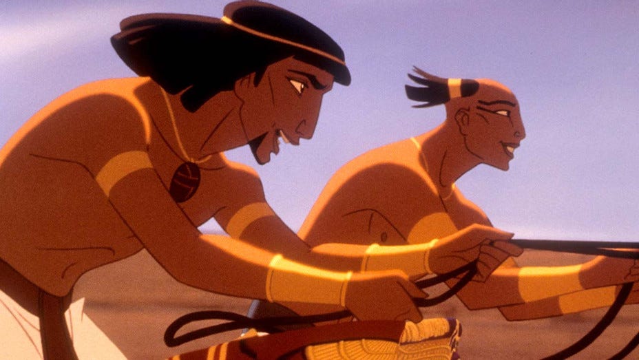 Moses and Ramses racing in The Prince of Egypt.