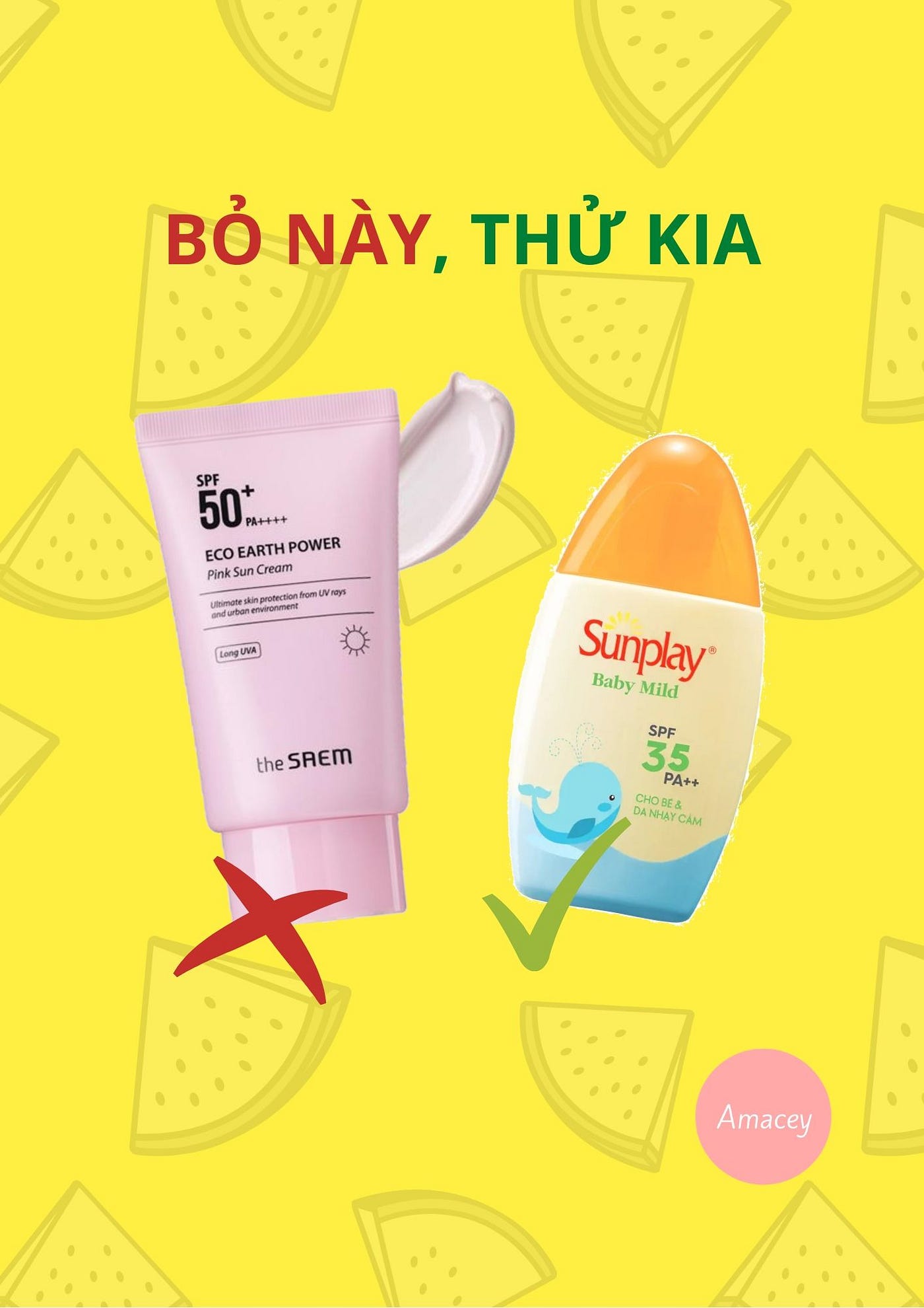 Thay thế kem chống nắng The SAEM Eco Earth Power SPF50/PA++++ bằng Sunplay Baby Mild SPF35/PA++