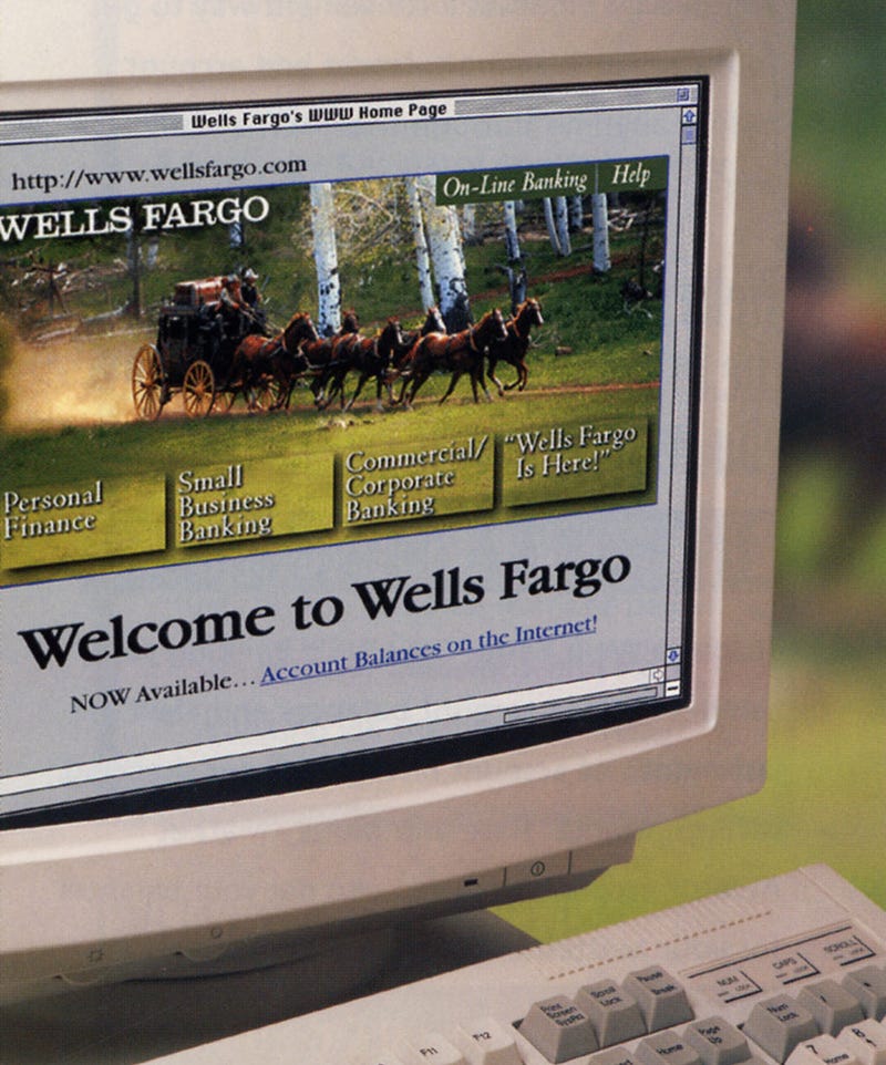 Folleto de Wells Fargo para promocionar sus servicios de banca en línea.