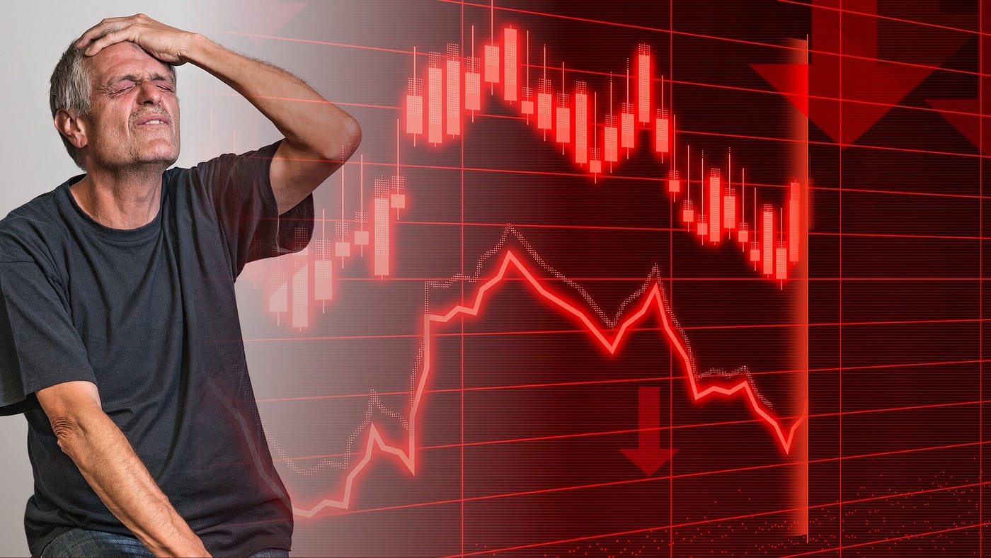 An investor stressing over bear market during recession