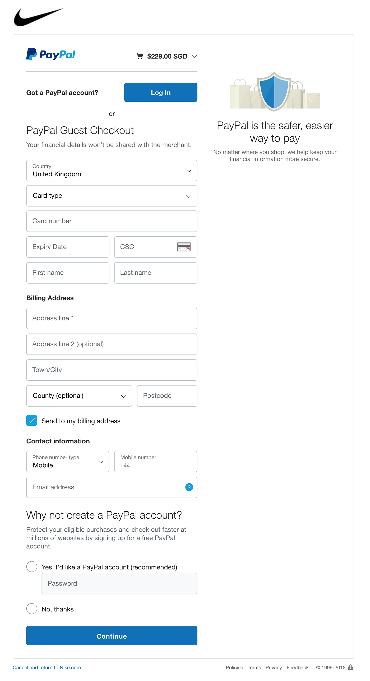 nike store paypal
