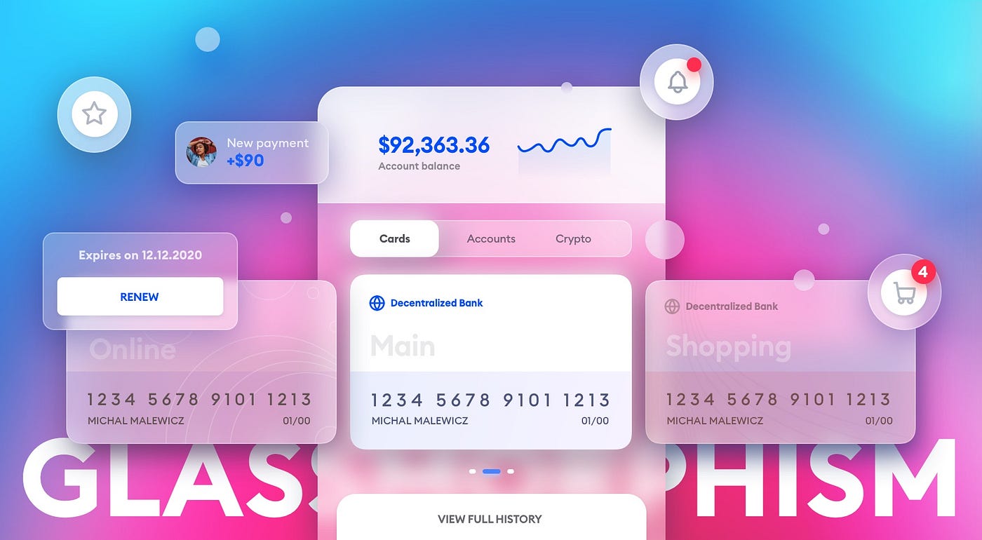 Glassmorphism in user interfaces. Another year, another UI trend is… | by  Michal Malewicz | UX Collective