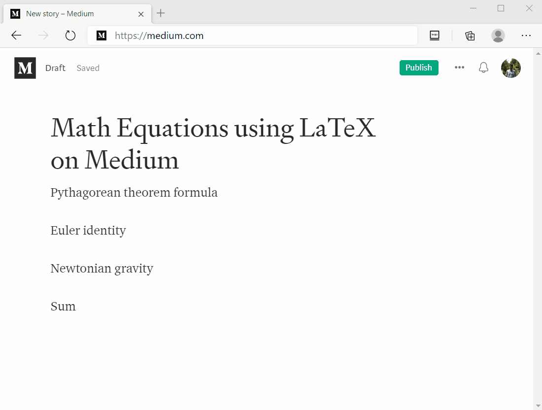 Write Math Formula on Medium Using LaTeX Extension  by G