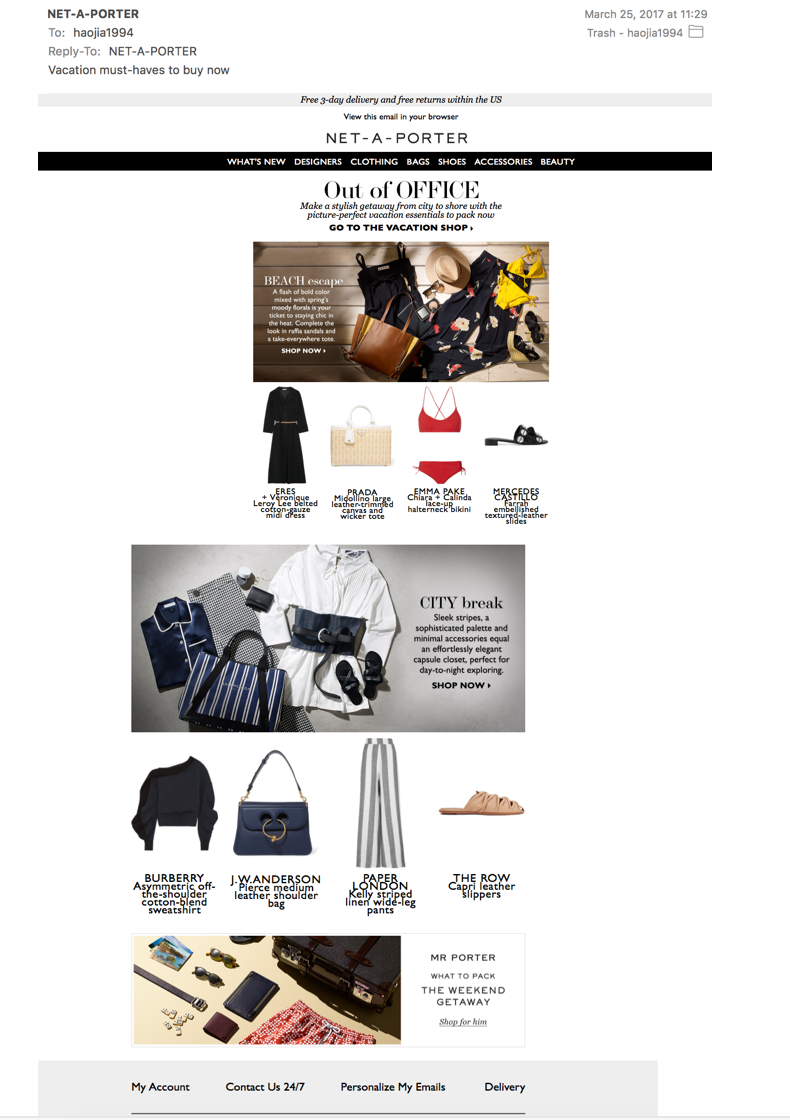 NetaPorter Email Marketing Campaign by Echo in the Film Medium