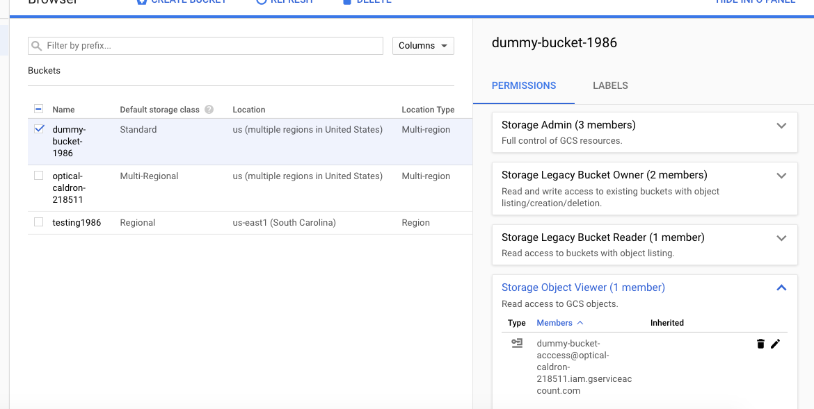Access to specific GCS bucket using service account and key by