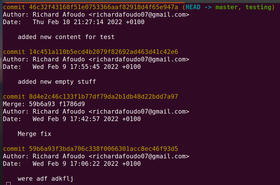 Git (viewing the commit history). After you have recorded or committed ...