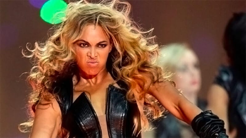 Unflattering Beyoncé meme from 2013 Superbowl