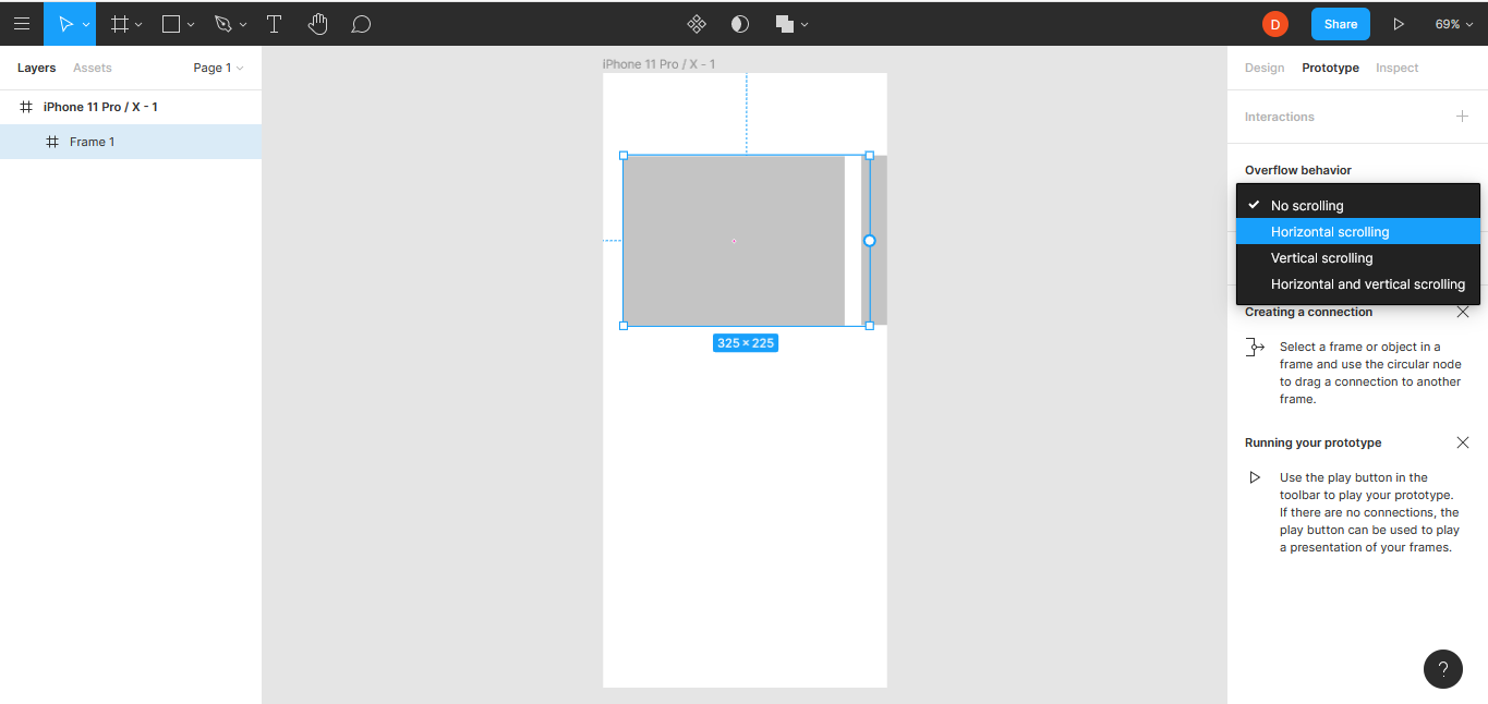 figma design vertical and horizontal scrolling Bootcamp
