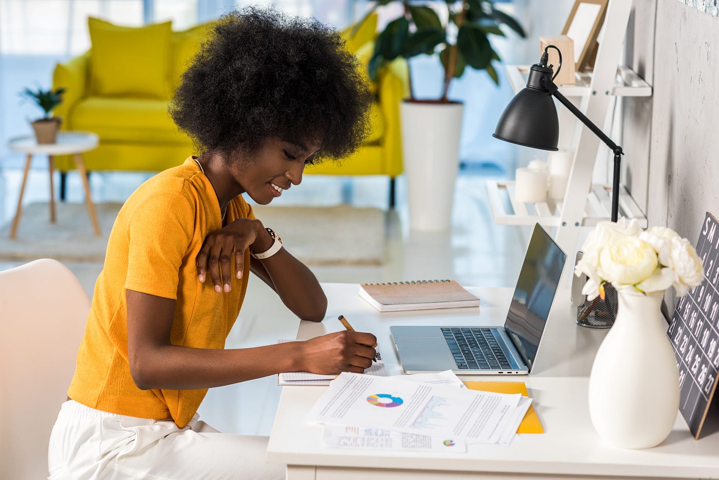 Women at her desk working