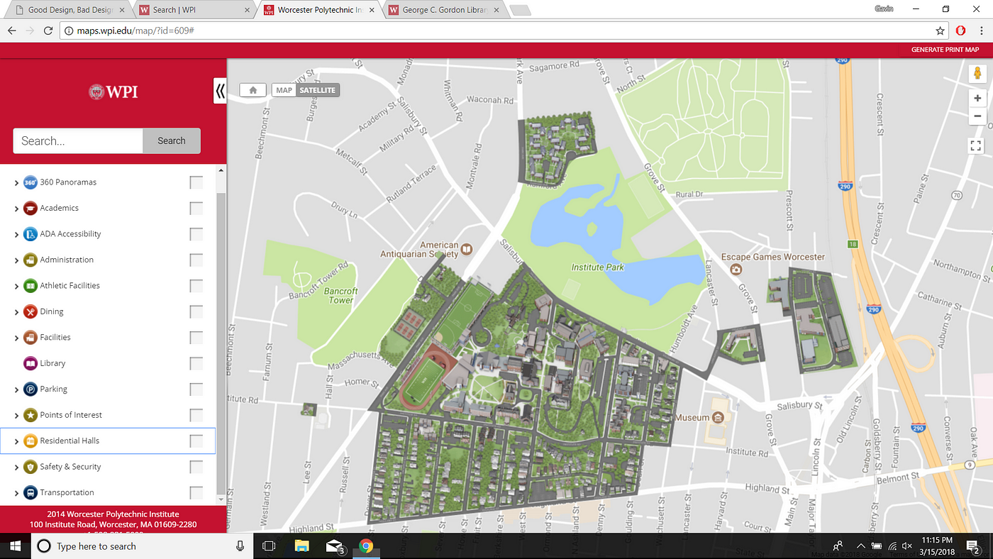 Good Design and Bad Design on the WPI Website by Gavin Mac Medium