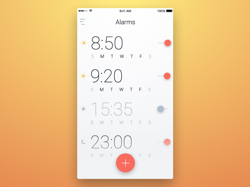 Inspirational Alarm Clock UI Designs by Emma Drews Inspiration