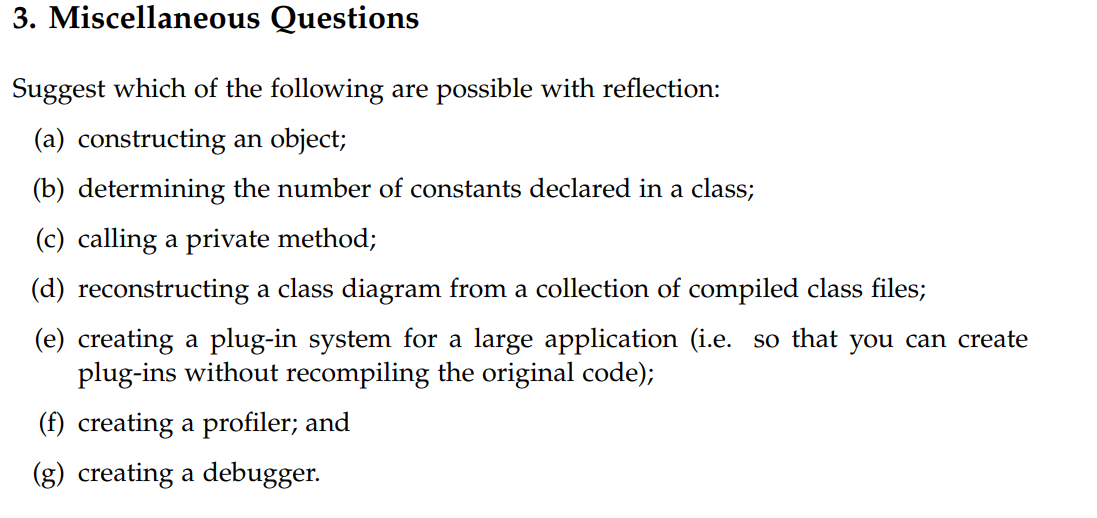 Reflection API Worksheets. In Java (like many other languages)… by