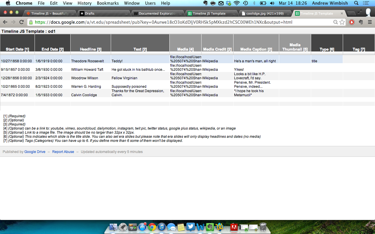 Timeline JS. An Exploration | by Andrew Wimbish | Medium