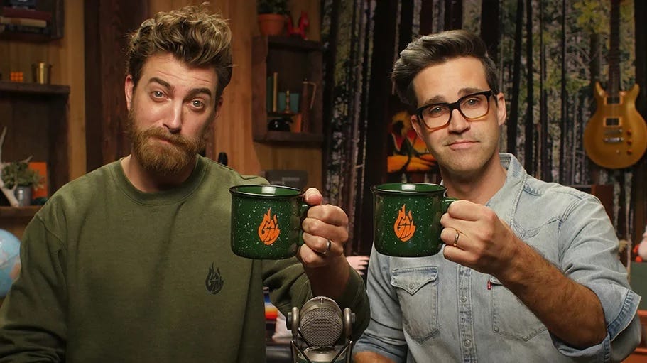 Rhett McLaughlin and Link Neal on the set of "Good Mythical Morning&qu...