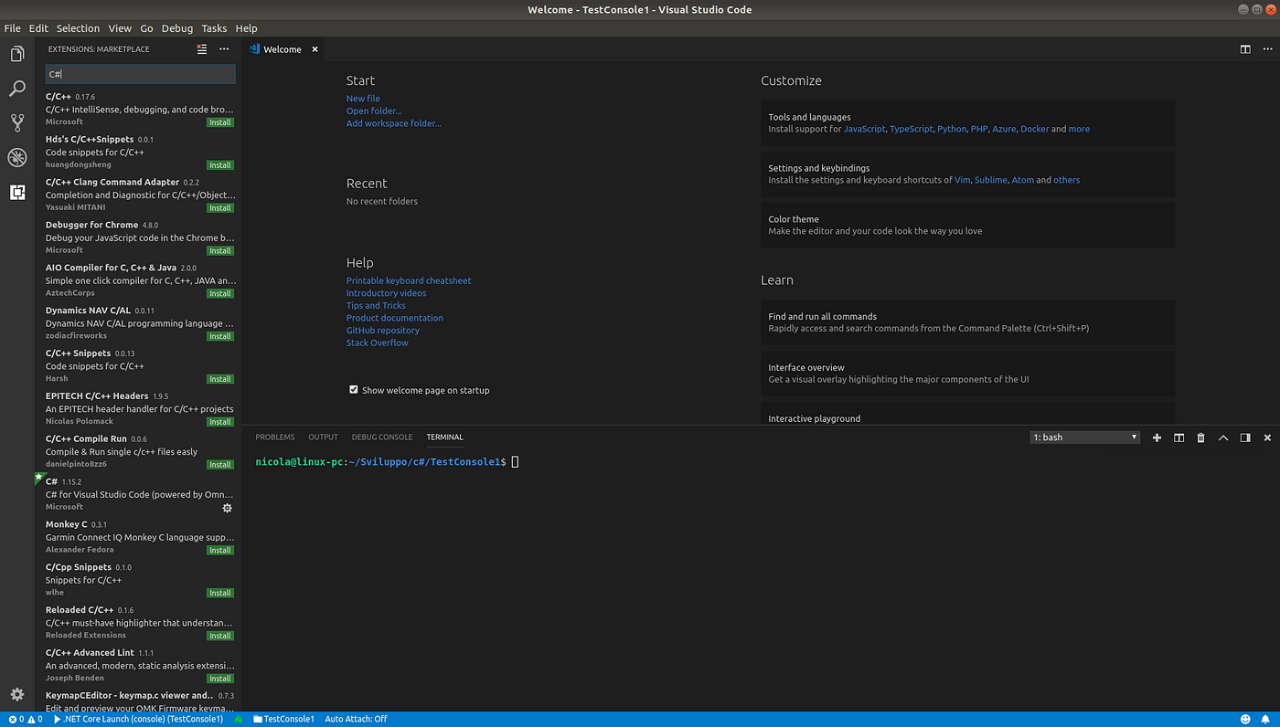 First Contact With Net Core 3 And Visual Studio Code On Linux Ubuntu By Nicola La Rocca Medium