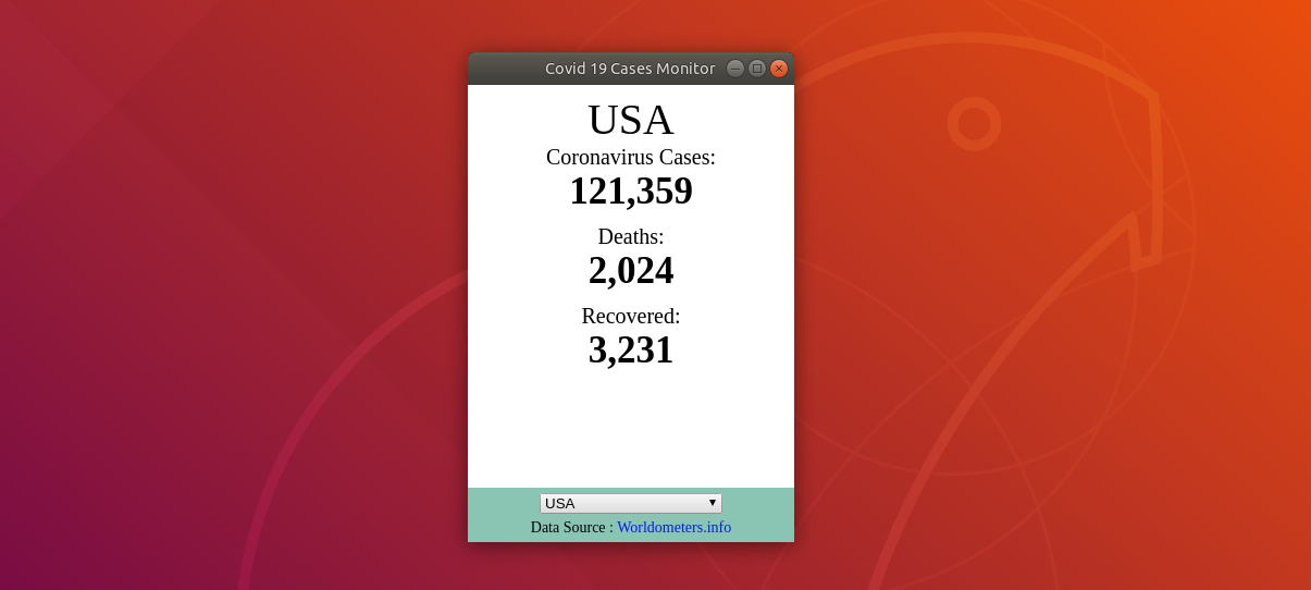 Make Your Own Desktop Application for Monitoring Covid19 Cases by