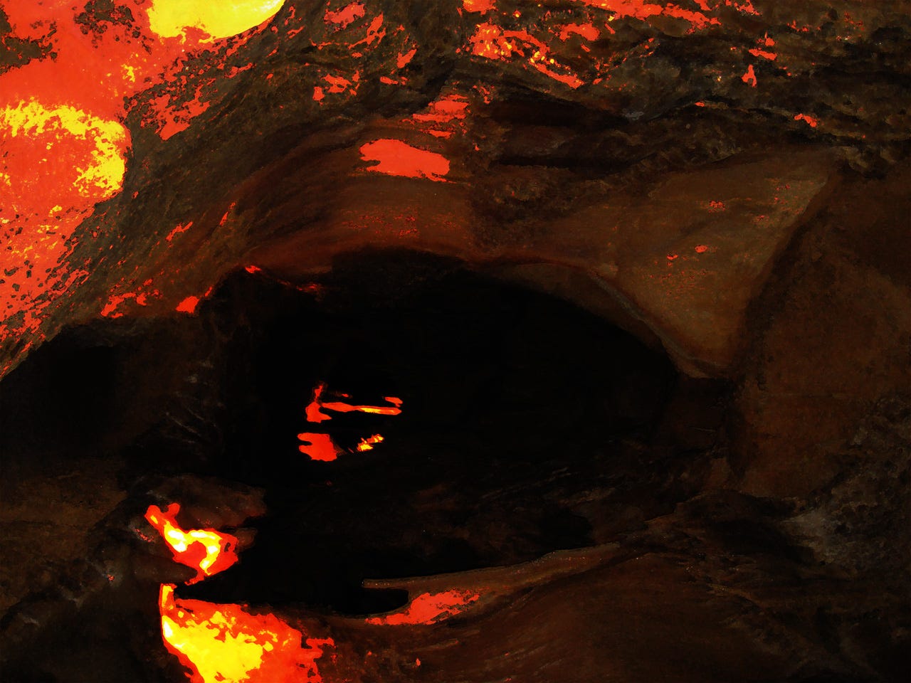 Painting, cavern interior