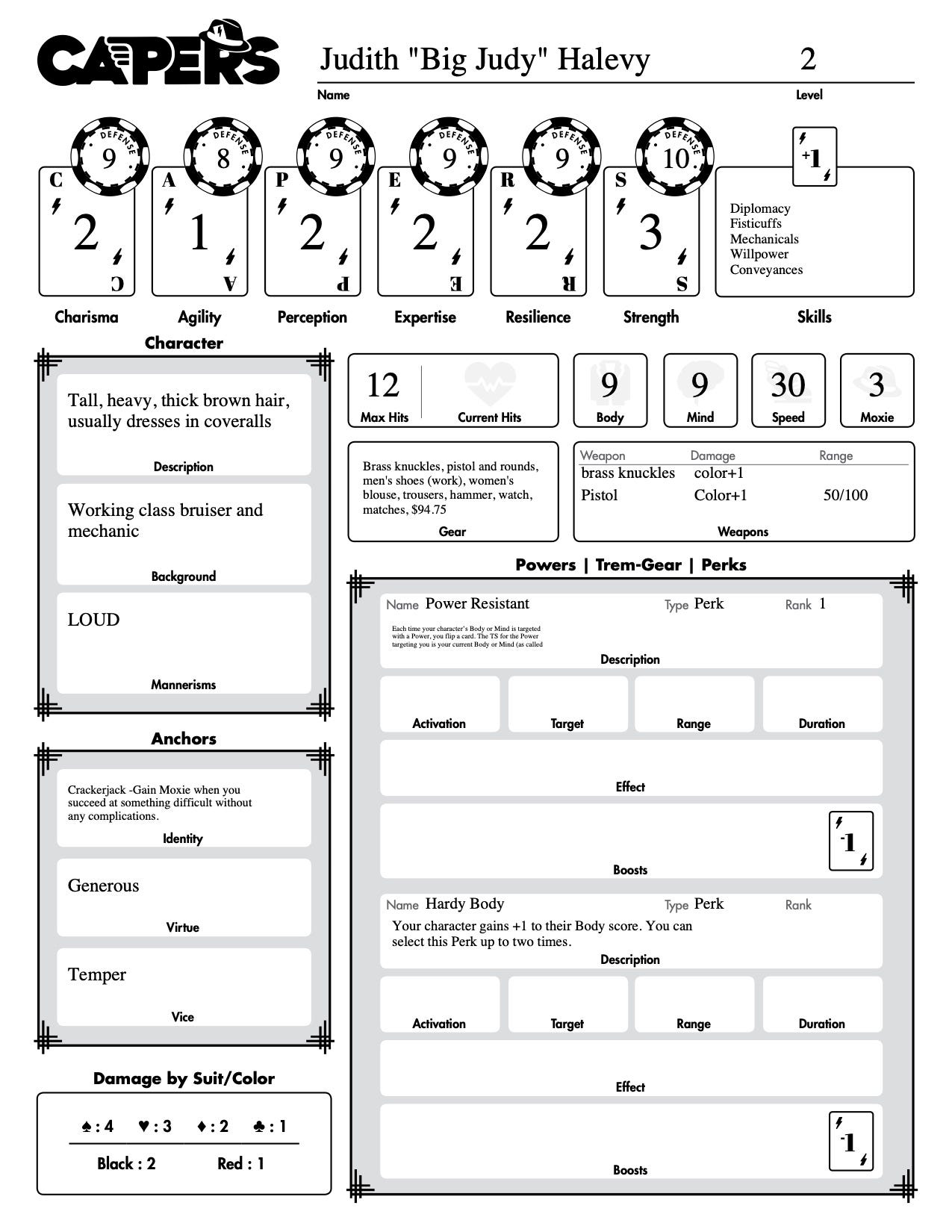 Capers Character Sheets by Tabletop Potluck Medium
