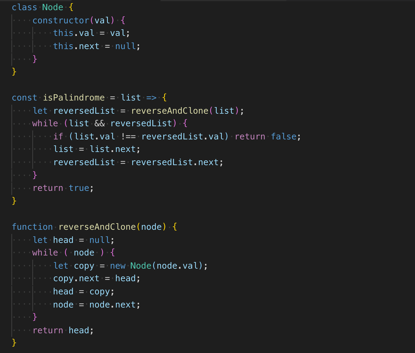 25 Palindrome Linked List Javascript