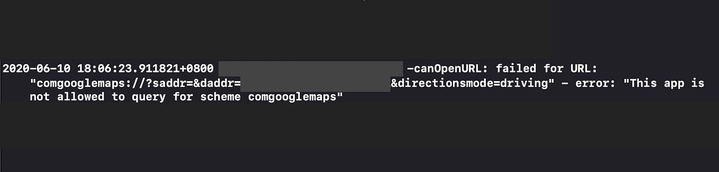 This App Is Not Allowed To Query For Scheme Comgooglemaps Error Handling By Peggy Tsai 彼得潘的swift Ios App 開發教室 Medium