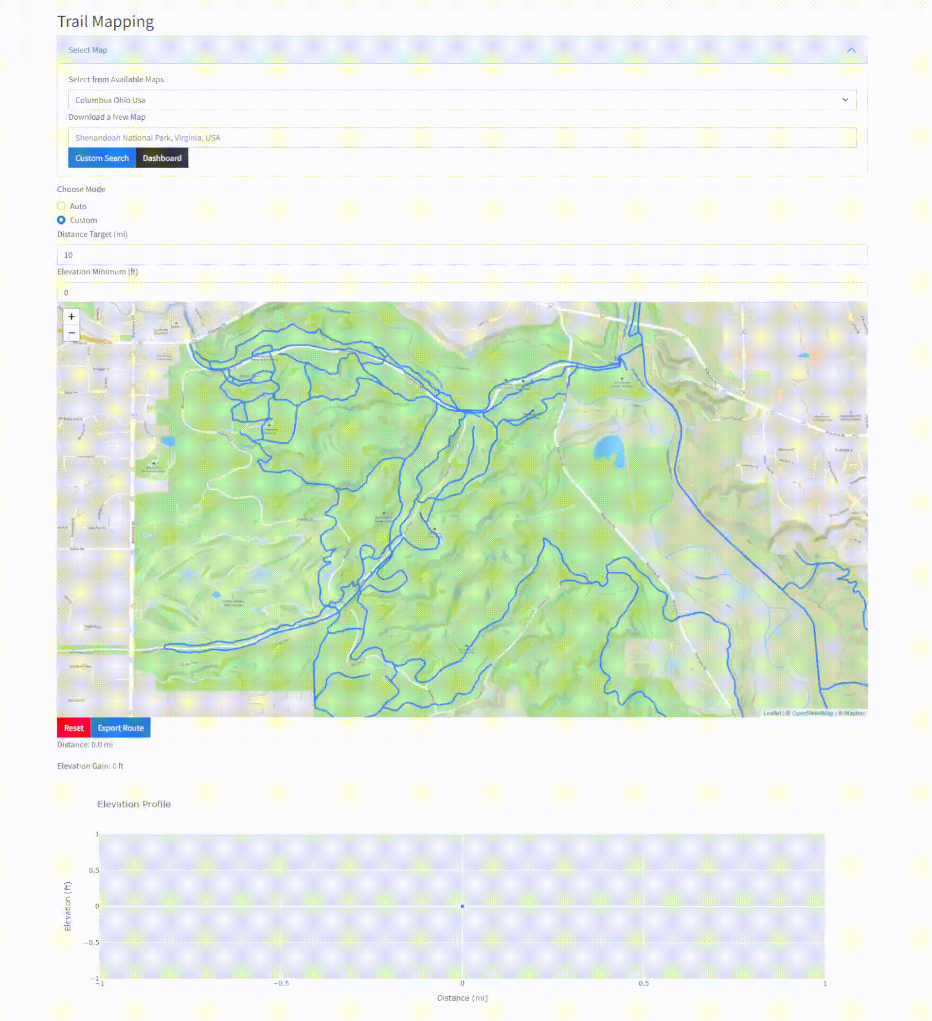 Поэтапное планирование маршрута по национальному парку Кайахога (от автора)