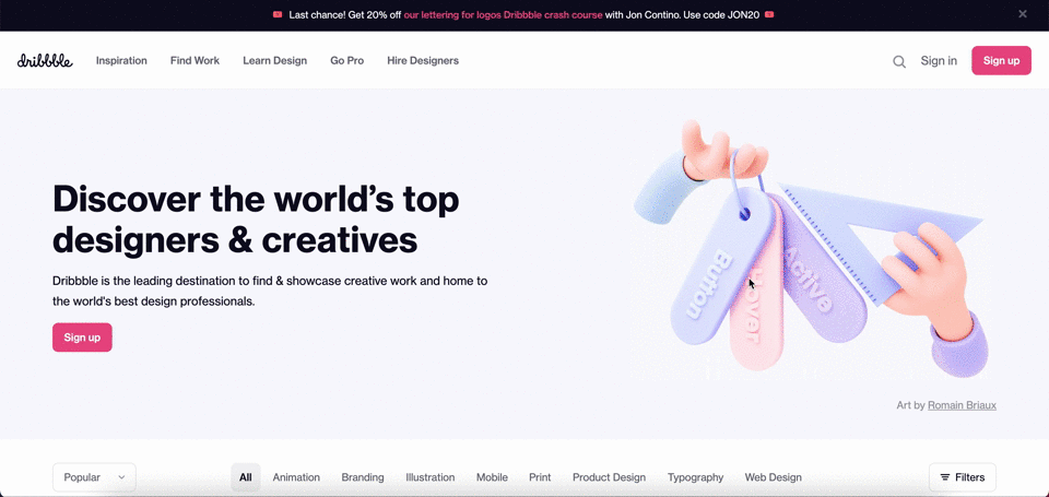Create account form in Dribbble.com