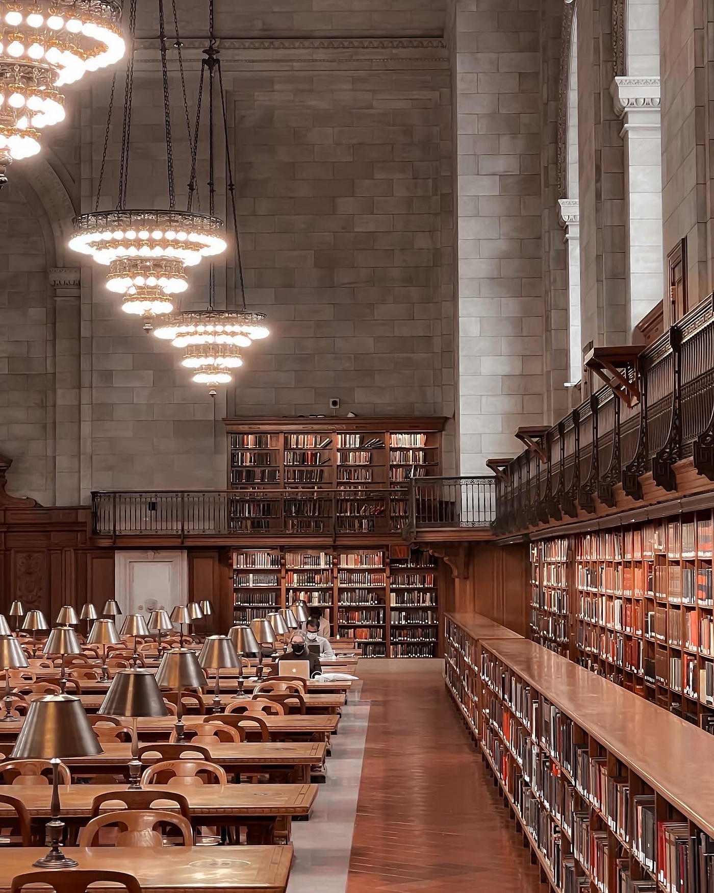A Rose Room, a New York Public Library központi olvasóterme. A turisták hada elől zárva, csak helyieknek, diákoknak és kutatóknak szabad a belépés.