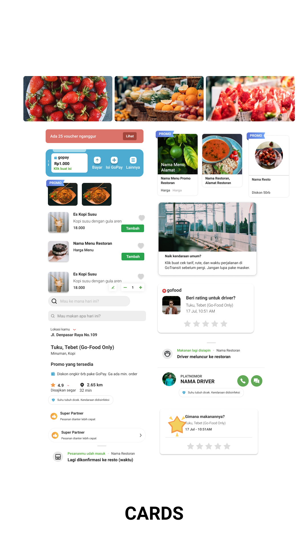 Redesigned GoFood Home with a Navigation bar and Favorites page with ...