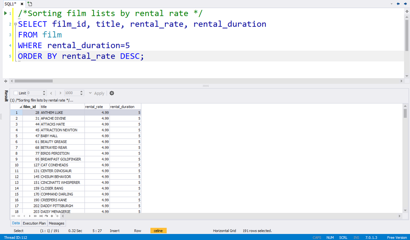 SQL Basic How To Sort Film Lists By Price rental Rate Using The sql-basic-how-to-sort-film-lists-by-price-rental-rate-using-the