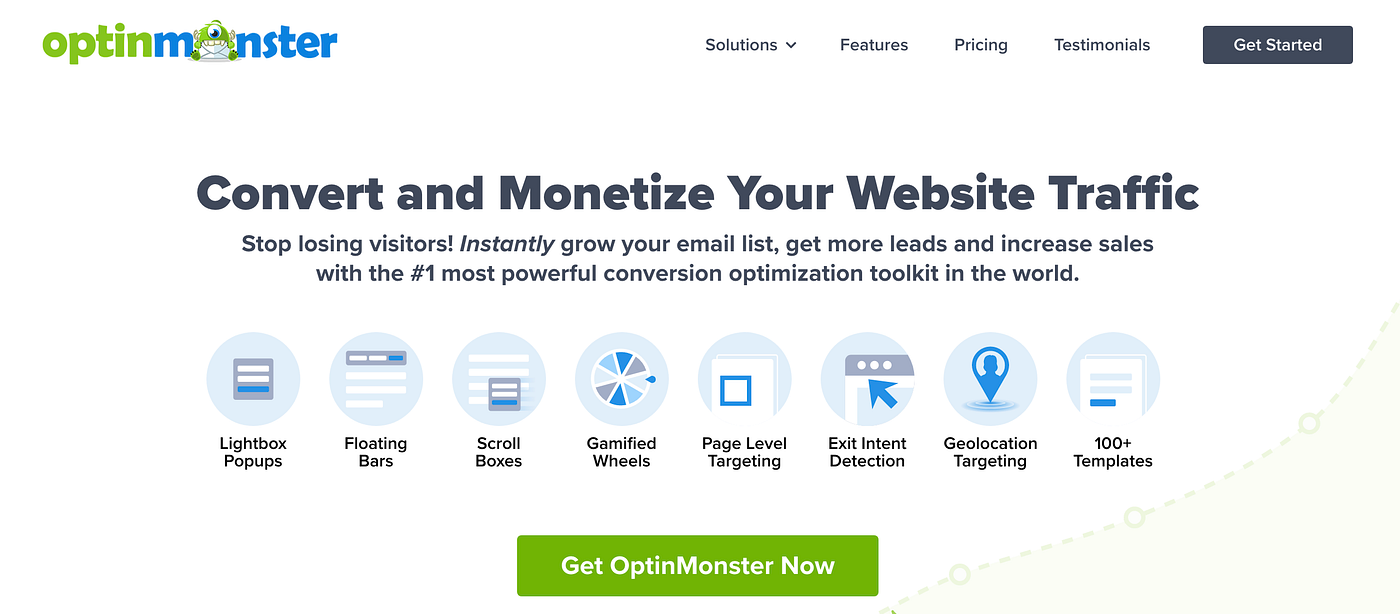OptinMonster homepage snap