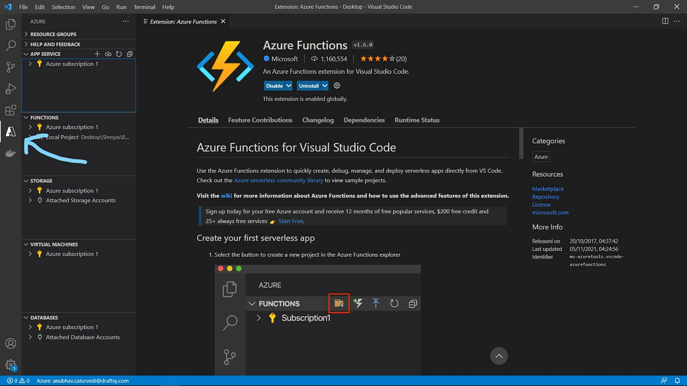 Creating Azure Functions using VSCode Editor and Python