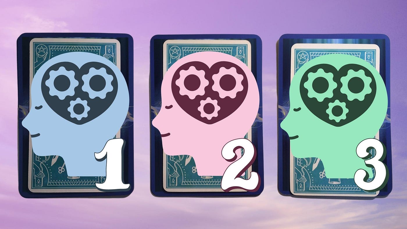 Three tarot and oracle pick a card piles with minds on them