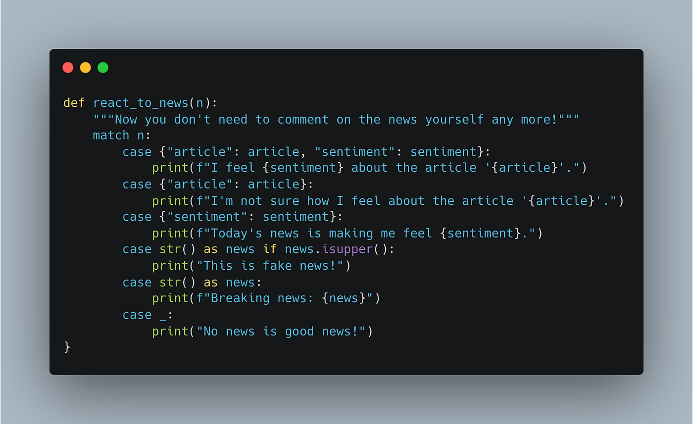 Pattern matching with Python is genius. Here's why | by Ari Joury, PhD |  Level Up Coding