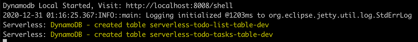 serverless offline local dynamodb
