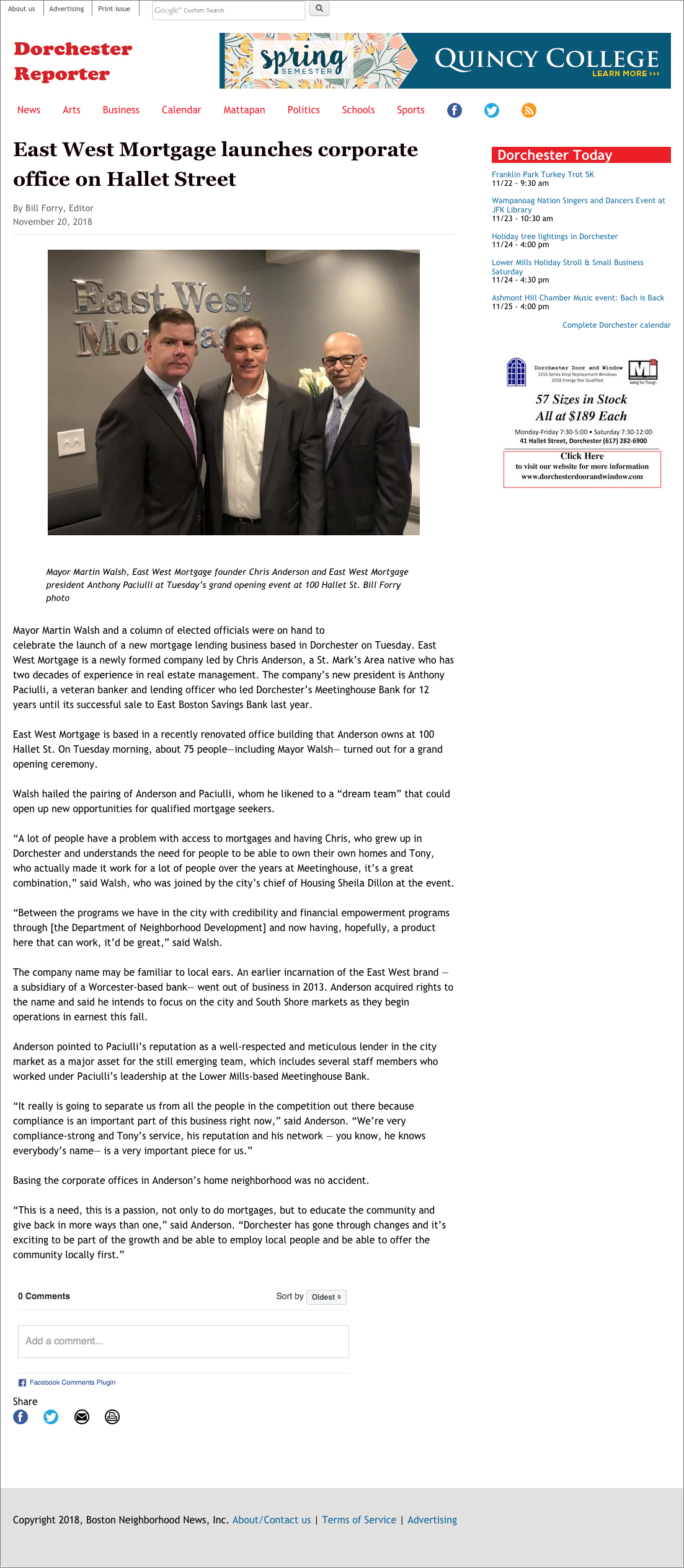 East West Mortgage Featured in Dorchester Reporter by East West