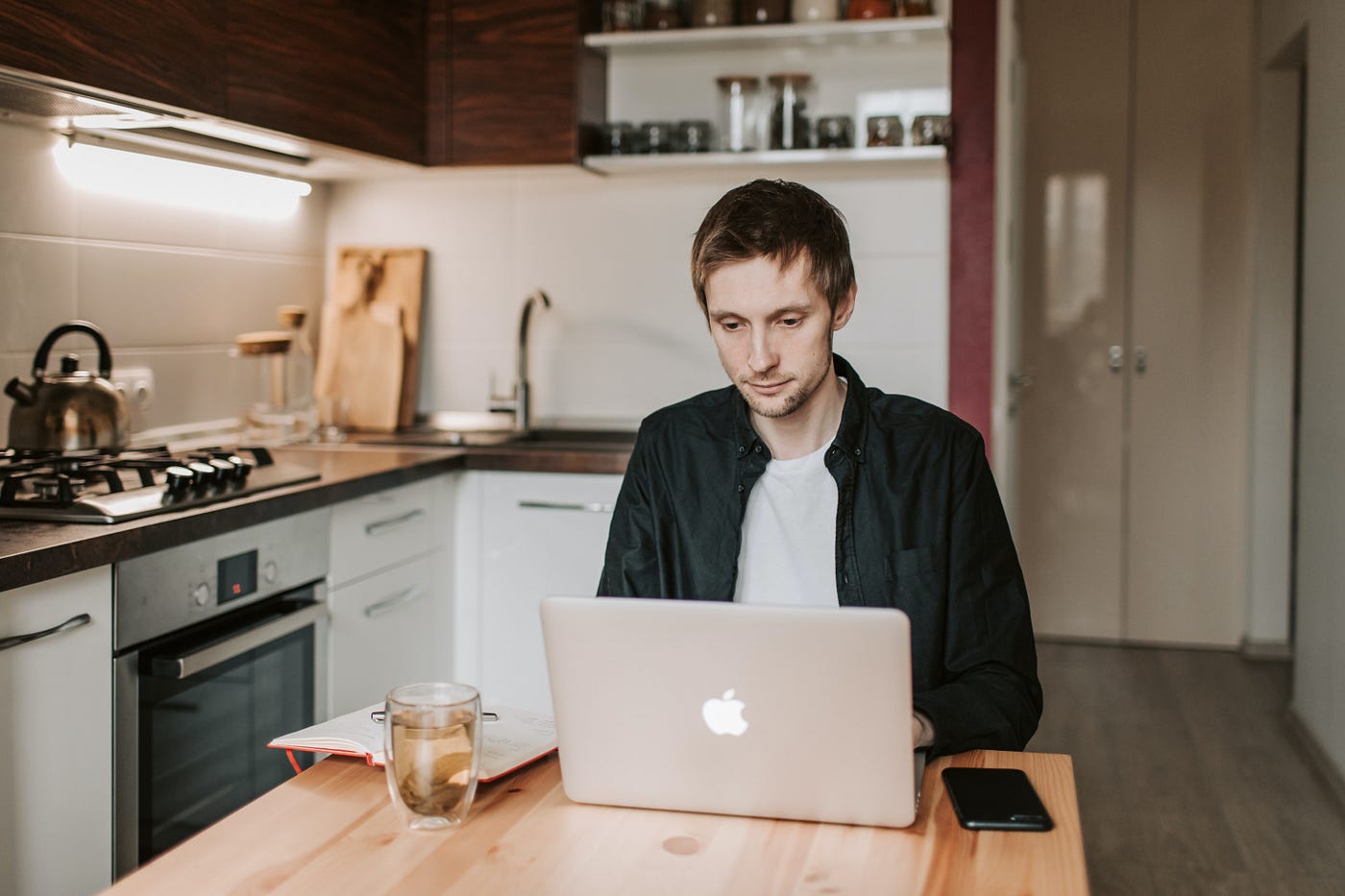 Lonely man on computer