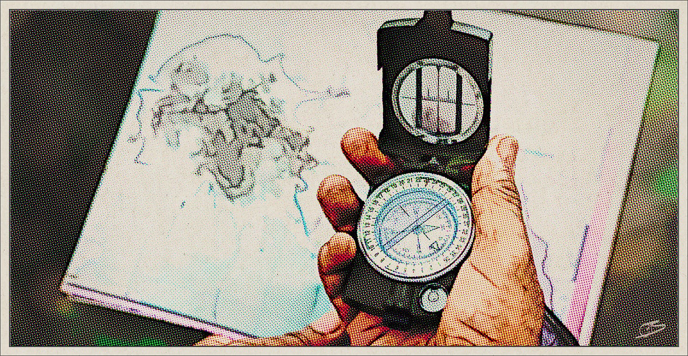 Explorer checks map covered in bird poop