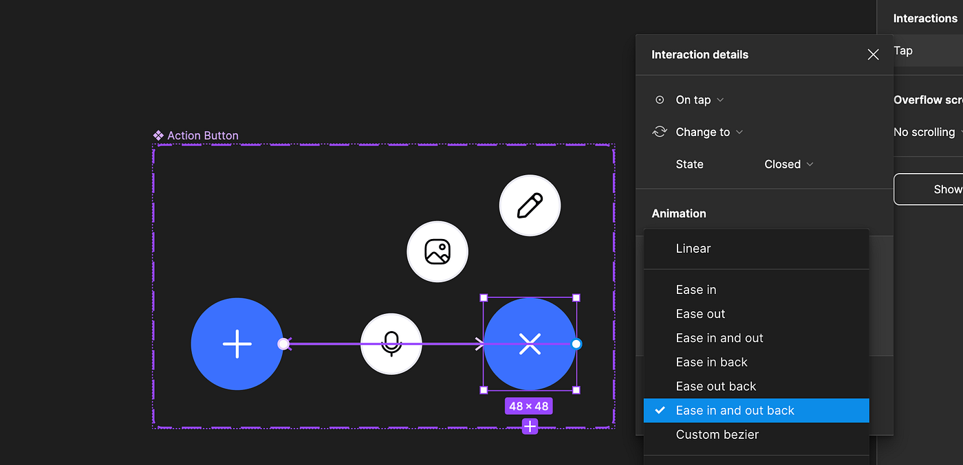 Floating action button prototype settings
