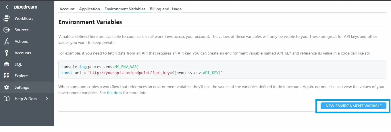 lanjutkoding-pipedream-env-variable