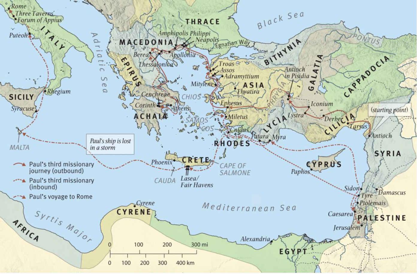 Map Of Pauls Journey To Rome - Maps Model Online