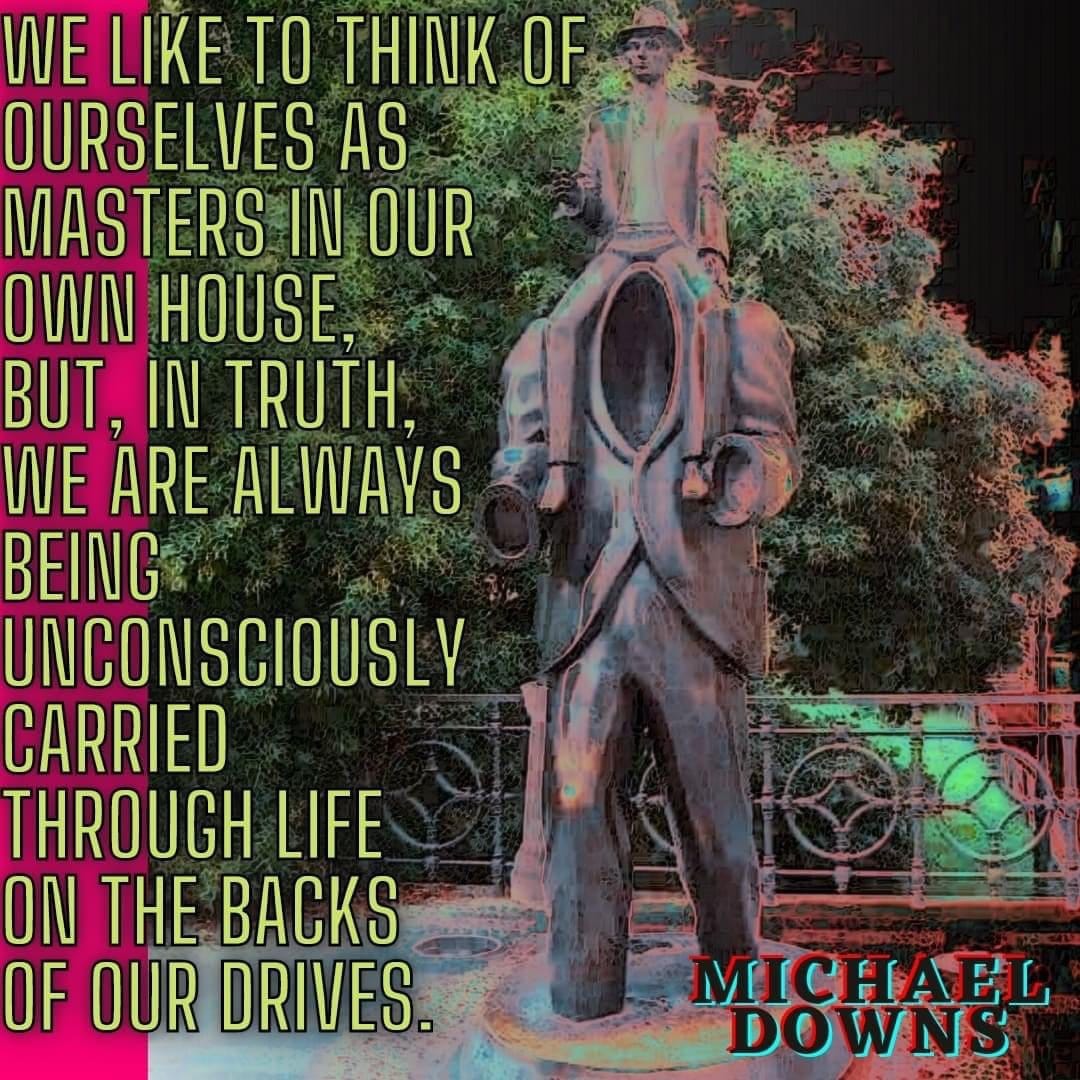 Adam Ray Adkins of the Acid Left made this meme after having read the last paragraph. I really like the statue Adkins used, since it nicely depicts subjectivity straddling the headless drive