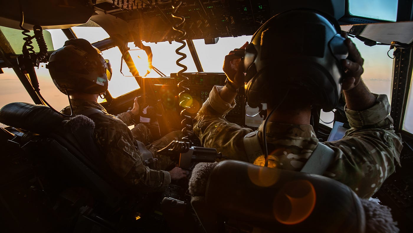 Pilots prepare for take off.