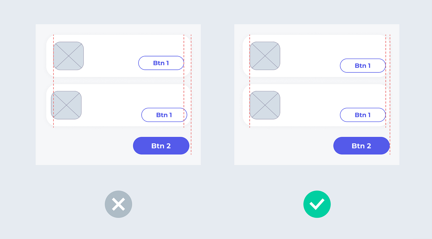 Comparison between a pixel perfect and a messy design.
