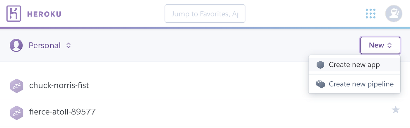 Heroku dashboard
