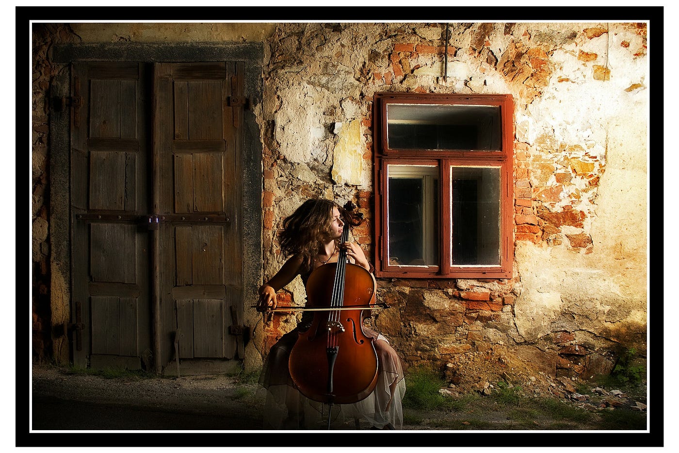 digital image of woman playing a cello