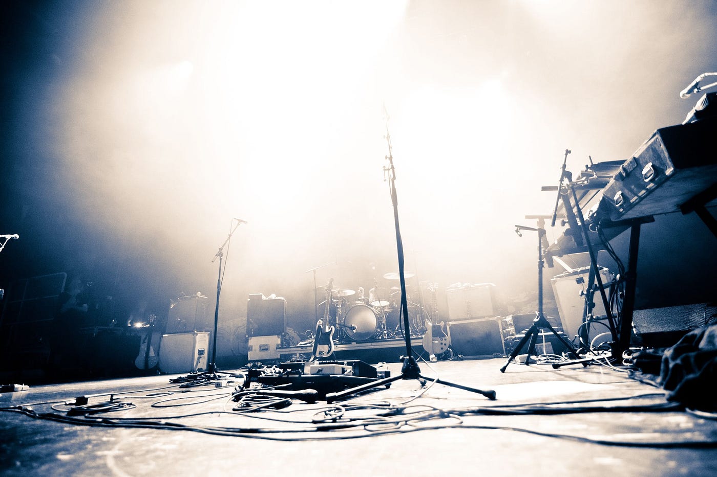 an empty stage waits for musicians