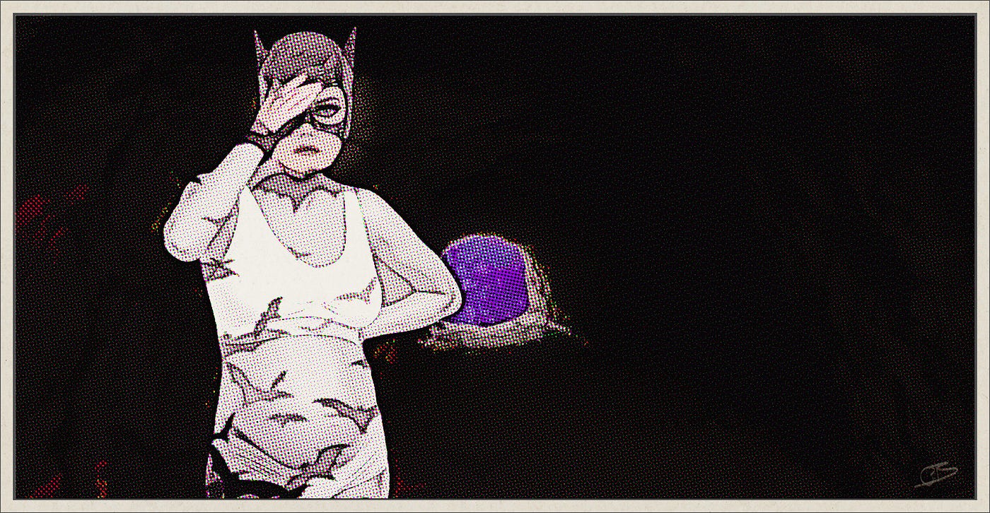 Pregnant Catwoman nurses headache